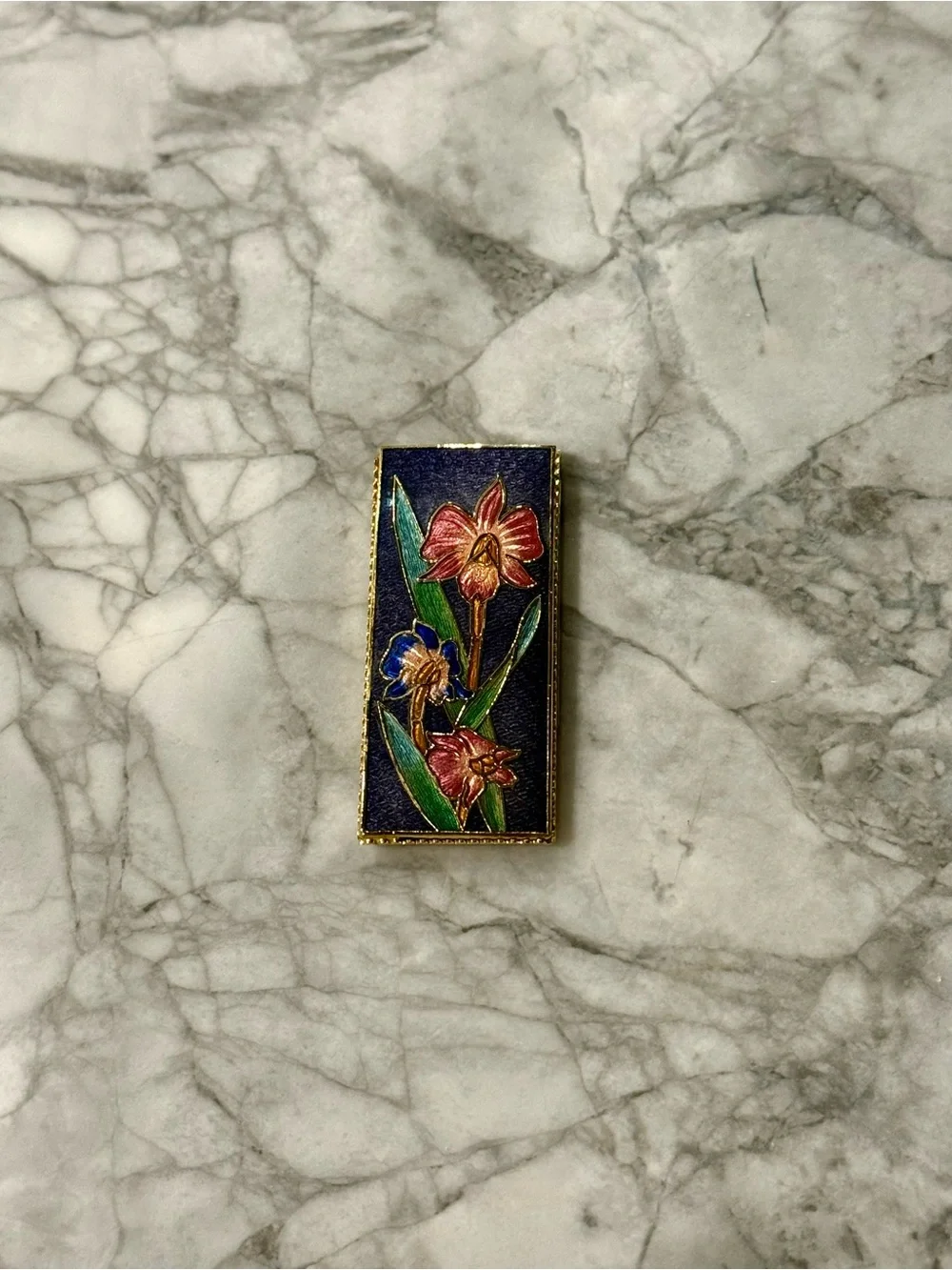 Vintage Floral Cloisonné Money Clip